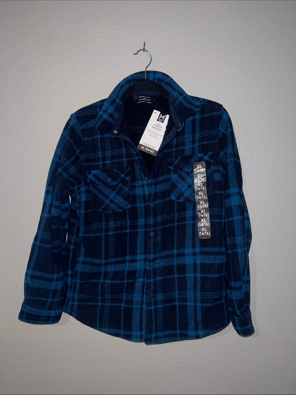 Kids Navy & Teal Plaid Fleece Button-Down Shirt - Unbranded